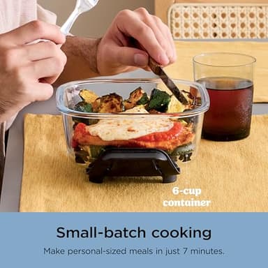 Ninja Crispi 4-in-1 Portable Glass Air Fryer Cooking System, 4QT & 6Cup Glass Containers with Storage Lids, Easy Meals, Microwave, Freezer & Dishwasher Safe, Air Fry, Bake, & More, Periwinkle, FN101PL - Image 15