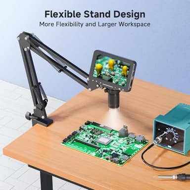 Aikokkl Digital Microscope 1000X 5 Screen, Professional Soldering Microscope Flex Stand, 1080P Type-C Electronics Repair, 8 LED Ring Light, 32GB SD - Image 2