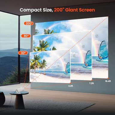 [Two-Way Bluetooth 5.2] Mini Portable Projector 1080P HD Multi-Angle Projection, Tecaki Smart Projector with 180°Rotatable Mount Auto Keystone Correction Long Lens Life (White2) - Image 8