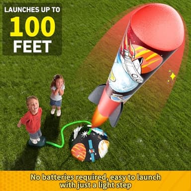 Otoseth Toys Rocket Launcher for Kids - Launch up to 100 Ft, 8 Multi-Color Foam Rockets & Adjustable Launch Stand, Kids Outdoor Toys, Birthday Toys for Kids Boys Girls Age 3+ Years Old - Image 3
