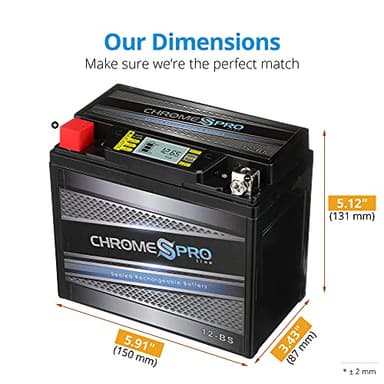 Chrome S Pro 12-BS Maintenance-Free 12V 11Ah Battery Replacement for ATV, Motorcycle, Jet Skis, Scooter, UTV, and More - Nut and Bolt (T3) Terminal - Image 2