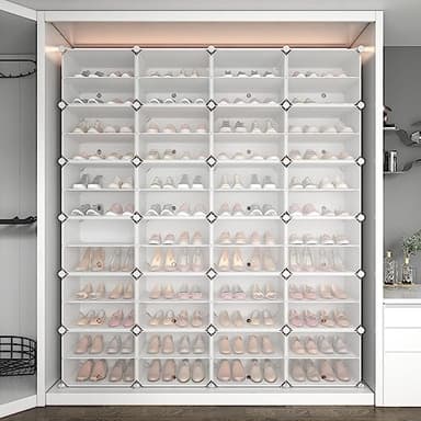 ROJASOP Shoe Storage Cabinet, 12-Tier Shoe Organizer 96 Pairs Extra Large Plastic Shoe Rack with Covers Portable Shoe Rack Organizer with Doors Big Shoe Rack for Closet Entryway Bedroom - Image 7