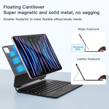 RAYMCRAFT for iPad Air 11-inch (M3 2025 / M2 2024) & iPad Pro 11 inch(1st/2nd/3rd/4th Gen), Magic Keyboard for Air 4/5 10.9", Springy Backlit Keys, Stain-Resistant Surface, Multi-Touch Trackpad, Black - Image 6