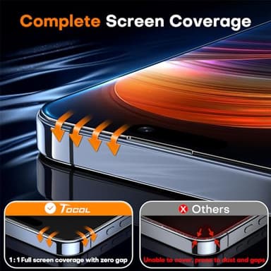 TOCOL for iPhone 15 Pro Max Screen Protector 9H Hardness Military Grade Shatterproof HD Tempered Glass for Full Coverage Easy Installation 2 Pack - Image 5