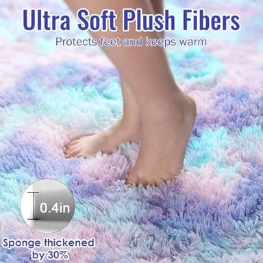 PAGISOFE Cute Furry Pastel Rug for Girls Bedroom, Soft Shag Rainbow Purple Tent Rugs for Livingroom, Kids Room, Playroom Nursery Home Decor, Plush Mermaid Kawaii Rug Fluffy Fuzzy Carpet 4x6 Area Rug - Image 6