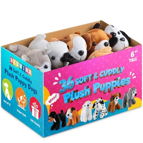 Bedwina Plush Puppy Dogs - (Pack of 36) 6 Inches Tall Stuffed Animals Bulk Assorted Puppies and Cute Stuffed Plushed Dog Puppies Assortment, Stocking Stuffers - Image 1
