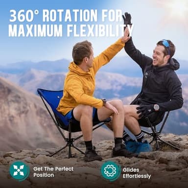 TCEK Swivel Portable Chair - Small Compact Collapsible Folding Chairs for Adults, Setup in 8 Seconds, Lightweight Outdoor Backpack Chair for Camping, Travel, Hiking, Beach, Support 300 LBS - Image 3