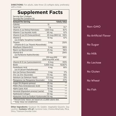 Nature's Bounty Advanced Hair, Skin & Nails, Argan-Infused Vitamin Supplement with Biotin and Hyaluronic Acid, 150 Rapid Release Softgels, 50 Total Servings - Image 5