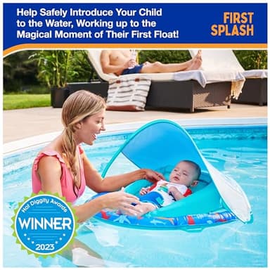 Swimways Infant Spring Float, Baby Pool Float with Canopy & UPF Protection, Swimming Pool Accessories for Kids 3-9 Months, Shark - Image 6