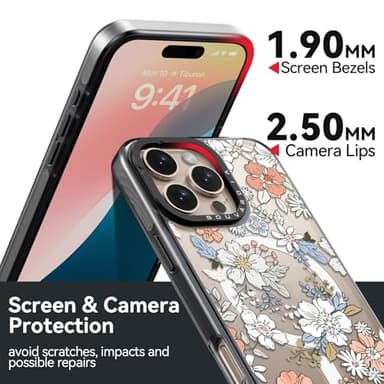 Bouvardia for iPhone 16 Pro Case, Shockproof Protective Phone Case & Lovely Flower Floral Design, Aesthetic Cute Girly Cover from Extraordinary Designer for Women and Girl - Image 3