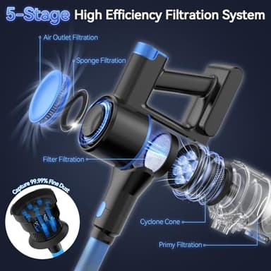 UML0 N8 Cordless Vacuum Cleaner, Lightweight Stick Vacuum with Powerful Suction, 2200mAh Battery, 40 Mins Runtime, Self-Standing, Rechargeable Vacuum Cleaners for Home Hardwood Floor Carpet Pet Hair - Image 8