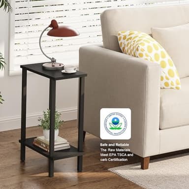 TUTOTAK Small Side Table, Narrow End Table, Set of 2, Skinny Sofa Table, Slim Nightstand, Couch Table, Living Room, Bed Room, Black TB01BK0622 - Image 4