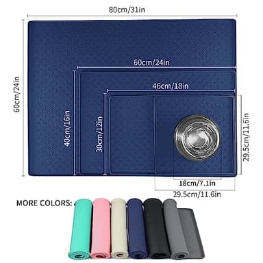 Ptlom Silicone Pet Placemat for Dog and Cat, Waterproof Anti-Slip Pet Feeding Bowl Mats for Food and Water, Small Medium Large Tray Mat Prevent Residues from Spilling to Floor, Navy Blue, 31.5" 23.6" - Image 2