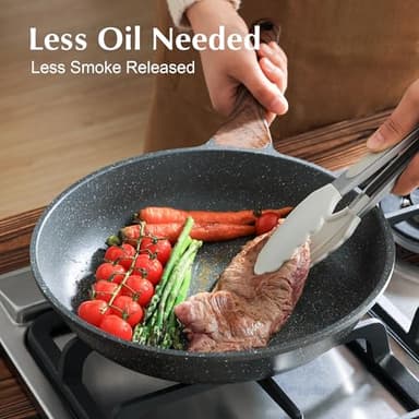 SENSARTE Nonstick Frying Pan Skillet with Lid, Omelet Pan with Cover, Healthy Cooking Chef's Pan, Kitchen Cooking Pan, Free of Intentionally Added PFOA/PFOS (12.5inch + Glass Lid) - Image 7
