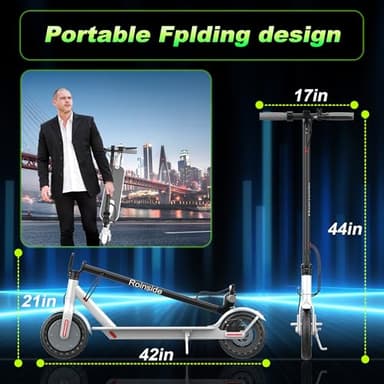 Electric Scooter - 8.5" Solid Tires, 350W Motor, Up to 19 MPH and 21 Miles Long-Range Portable Foldable Commuting Scooter for Adults with Double Braking System and App, White - Image 6