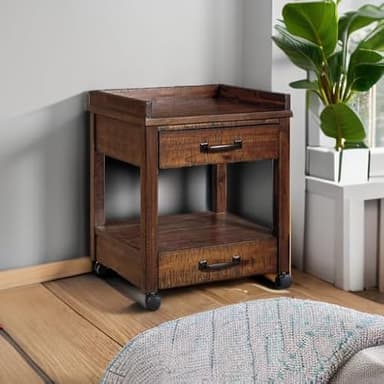 Signature Design by Ashley Baldridge Rustic Industrial Office Printer Stand with Storage, Brown - Image 8