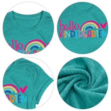 Kindergarten Teacher Shirts for Women Teacher Rainbow Graphic Tee Hello Kindergarten Tee Shirt - Image 5