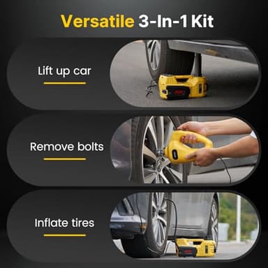 TaskStar Electric Car Jack Kit, 5 Ton/11023 lbs 12V Hydraulic Car Jack Lift with Electric Impact Wrench and Tire Inflator Pump, Portable Auto Kit for SUV MPV Sedan Truck Change Tires Garage Repair - Image 2