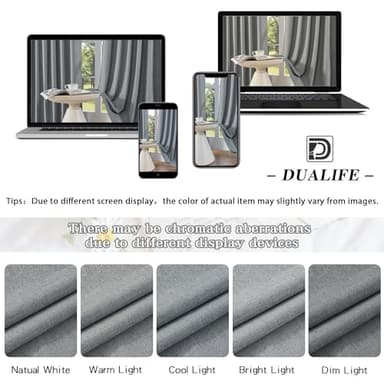 DUALIFE 90 Inches Long Blackout Linen Curtains Grey,Full Shade Light Blocking Sun Heat Saving Energy Efficient Drapes for Bedroom,Back Tab/Hook Belt/Rod Pocket,2 Pcs,50 Inch Wide x 90 Inch Length - Image 7