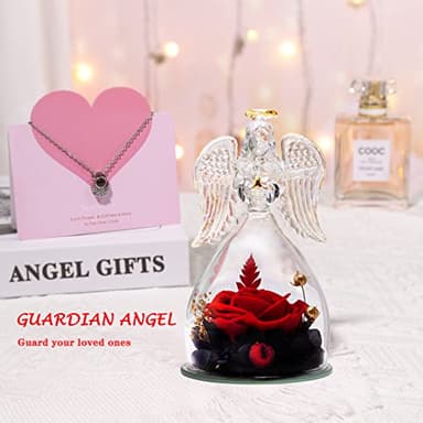 ANWEAO Mothers Day Flowers Gifts for Mom,Preserved Flower Rose in Glass Angel Figurines,Angel Gifts for Women Grandma Wife Sister,Angel Rose Birthday Gifts for Women Mom Wife - Image 2