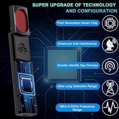 QEBAJI Hidden Camera Detectors, Spy Camera Finder, Portable Hidden Bug and Camera Detector, 5 Levels Sensitivity 6 Modes, Wireless Rechargeable for Home, Car, Hotel, Travel, 1 Pack, Full - Image 3