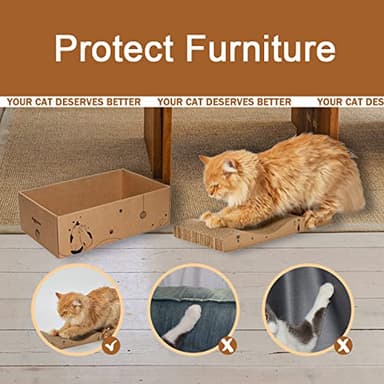 RUBMEOW Cat Scratcher Cardboard Scratch Pad Box for Indoor Cats,5pcs Scratching Board Bed Reversible Durable,with Catnip - Image 2