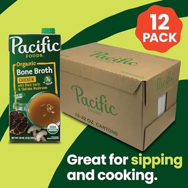 Pacific Foods Organic Chicken Bone Broth With Black Garlic and Shiitake Mushroom, 32 oz Carton (12 Pack) - Image 3