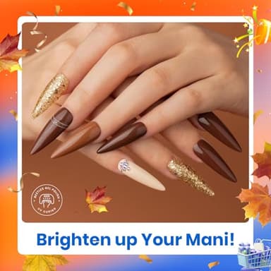 Beetles Fall Brown Gel Polish - 6 Colors Nude Brown Neutral Beige Khaki Glitter Gold Gel Nail Polish Set Roasted Chestnuts Collection Uv Gel Nail Art Manicure - Image 4
