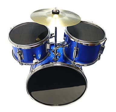 Music Alley 3 Piece Kids Drum Set with Throne, Cymbal, Pedal & Drumsticks, Blue, (DBJK02) - Image 5