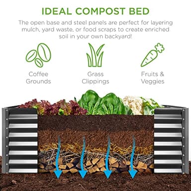 Best Choice Products 6x3x2ft Outdoor Metal Raised Garden Bed, Deep Root Box Planter for Vegetables, Flowers, Herbs, and Succulents w/ 269 Gallon Capacity - Gray - Image 4