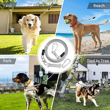 jenico Dog Tie Out Cable - 25ft Dog Lead for Yard - Heavy Duty Dog Chain with Shock Spring - Outdoor Tether Leash for Small Large Dogs Up to 500 lbs - Image 7