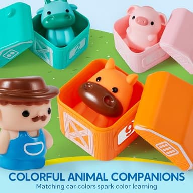 Learning Toy for Toddlers 1 2 3 Years Old, Counting, Matching & Sorting Montessori Learning Farm Train Including 9 Farm Animals and 1 Farmer, Easter Christmas Birthday Gift for Baby Boys Girls - Image 4