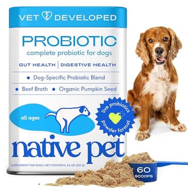 Native Pet Probiotics for Dogs - Dog Probiotics Powder for Digestive Health, Gut Support, & Immune Boost – Vet-Formulated Powder for Maximum Potency with Digestive Enzymes & Prebiotics - 60 Scoops - Image 1