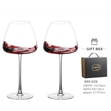 Leijosya Crystal Red Wine Glasses, 24 oz Long Stem, Set of 2 with Gift Box (Large) - Image 9