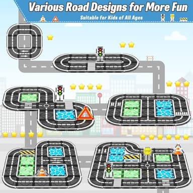 Magnetic Tiles Roads Construction Toys, Traffic Themed Building Blocks Set, Toddler Kids Toys for 3+ Year Old Boys Girls, Montessori STEM Sensory Games, Preschool Learning Educational Birthday Gifts - Image 3