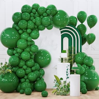 PartyWoo Dark Green Balloons 145 pcs Different Sizes of 18 12 10 5 Inch Hunter Emerald Forest Green Balloon Arch Kit Garland for Graduation Christmas Jungle Birthday Party Decorations Green-Y56 - Image 1
