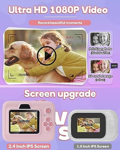 Dylanto Kids Camera Instant Print,1080P Kids Instant Cameras That Print Photos,Christmas Birthday Gifts for Girls Age 3-12,Portable Toy for 3 4 5 6 7 8 9 10 Year Old Girls Boys Pink - Image 4