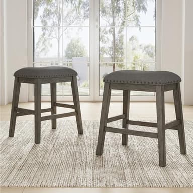 Signature Design by Ashley Caitbrook Rustic 24.4" Counter Height Upholstered Barstool, 2 Count, Gray - Image 2