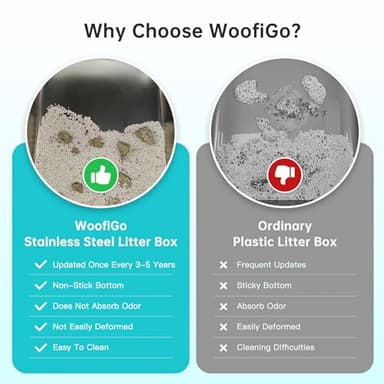 WoofiGo Enclosed Stainless Steel Cat Litter Box with Lid, XL Extra Large Litter Box for Big Cats, Metal Litter Pan High Sided, Never Absorbs Odors, Anti-Urine Leakage, Easy Cleaning, Include Scoop - Image 2
