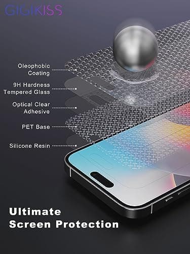 GIGIKISS Compatible for iPhone 15 Pro Privacy Screen Protector 6.1 inch, Anti Spy Anti Blue Light HD Tempered Glass Screen Protector Easy Installation, Case Friendly, 2 Pack Black - Image 4