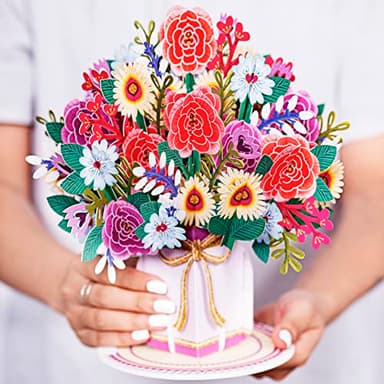 Paper Love HugePop 3D Harmony Bouquet Pop Up Card, with Detachable Paper Flower Bouquet, for Birthday, Anniversary, Wedding, All Occasions - Jumbo 10" x 14" Cards - Includes Envelope and Note - Image 2