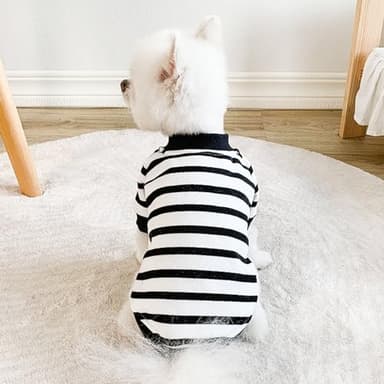 ANIAC Fall Dog Sweater Fleece Striped XS Dog Shirt with Long Sleeves Winter Cat Apparel Warm Puppy Clothes for Small Dog Girl Boy Pet Sweatshirt 2-24 LB (White, 2XL)… - Image 3