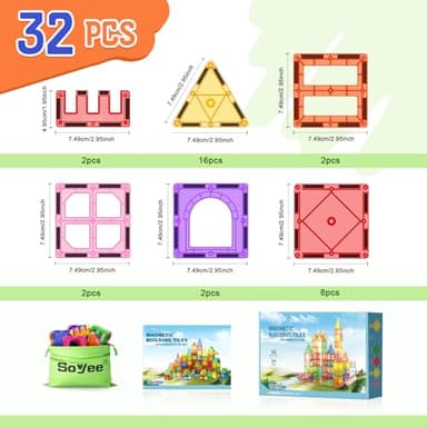 Magnetic Tiles Toddler Toys Magnetic Building Blocks for Kids Ages 3-12 STEM Educational Toys for Girls & Boys Sensory Play for Preschool Learning Birthday Chritmas Gifts Stocking Stuffers - Image 6
