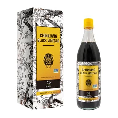 Soeos Chinkiang Vinegar, 18.6 fl oz (550ml), Chinese Black , Traditional , Organic , Zhenjiang Xiangcu, Black Rice Vinegar | Condiment for Cooking Noodles, Braised Meat, Cold Appetizers - Image 1