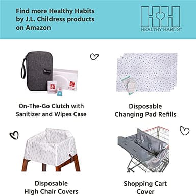 J.L. Childress Healthy Habits Portable Changing Pad Bundle for Babies - Wipeable Diaper Changing Mat for Travel + 3 Disposable Changing Pads, Baby Accessory Essentials, Foldable & Compact - Grey - Image 7