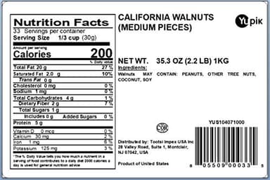 Yupik Raw California Walnuts, Medium Pieces, 2.2 lb (35.2 oz), Kosher, Gluten-Free, Vegan, Chopped Nuts, Unsalted, Unroasted, Source of Omegas, Healthy Snacks, Ideal for Baking & Cooking - Image 2