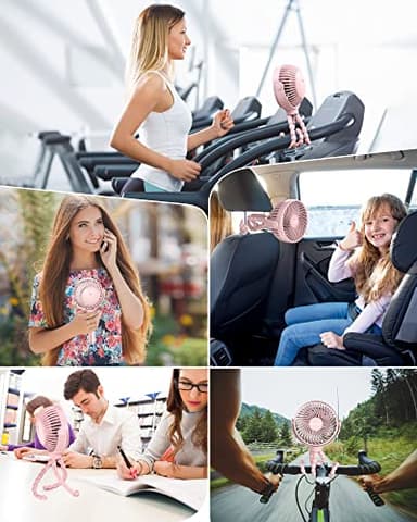 Coohea Stroller Fan Clip on for Baby, 4000mAh Rechargeable Battery Operated, Flexible Tripod, 3 Wind Speed, 360° Rotatable, Small Portable Fan for Car Seat Crib Backseat Beach Travel Camping, Pink - Image 7