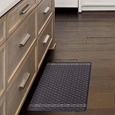Lucky Brand Printed Wellness Mat - Cushioned Comfort Kitchen Mat - Easy to Clean - Anti-Fatigue & Skid-Resistant - 12mm Santa Teres Print 18" x 30" - Black and White - Image 1
