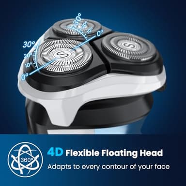 SweetLF Electric Razor for Men with Pop-Up Trimmer, IPX7 Waterproof Electric Shaver, Rechargeable Cordless Shavers for Men, Type-C, 120Mins Runtime, Plug & Play, Blue - Image 3