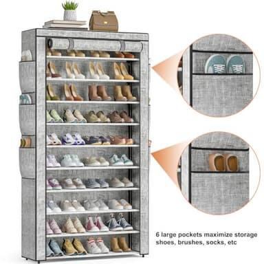 OYREL Shoe Rack 10Tier Large Capacity 50-56Pairs Beautiful Tall Shoe Shelf Free Standing Storage Cabinet Entryway Closet - Image 5